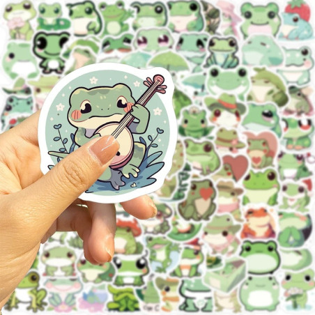 Adesivi Rana Cartoon | Set da 46 Sticker Carini e Impermeabili