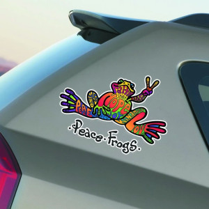 Sticker Rana Peace & Love ✌️ – 15 x 10,5 cm – Arcobaleno
