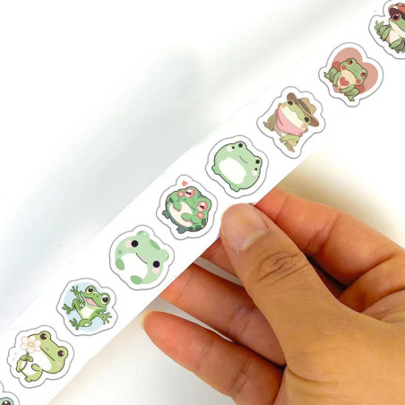 Rotolo 500 Adesivi Rana Kawaii | Idea Regalo Originale