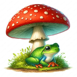 Adesivo Rana Bosco Sereno – Decoro Naturale Acquerello – 5 Misure
