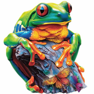 Sticker Rana Farfalla Mistica – Adesivo Magico Tropicale – 5 Misure