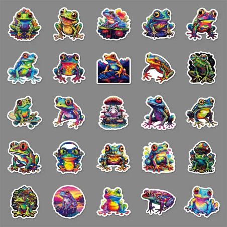 Adesivi Rana Splash Neon – Set Sticker Colorati (10 o 50 pz)