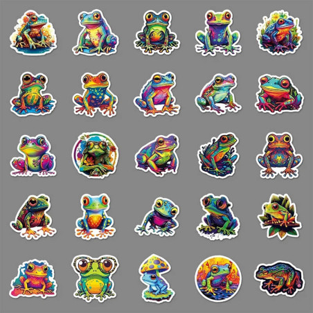 Adesivi Rana Splash Neon – Set Sticker Colorati (10 o 50 pz)