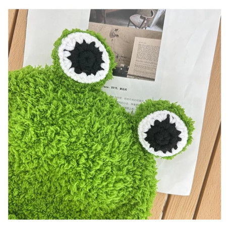 Cappello Rana Occhi Pop – Berretto Peluche Carino e Divertente