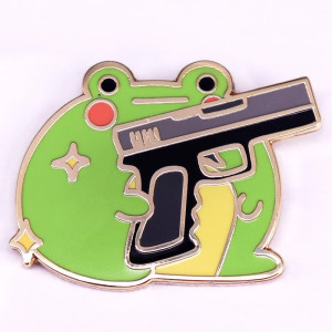 Toppa Termoadesiva Rana Kawaii con Pistola – Stile Carino & Ribelle