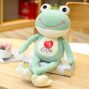 Grande Peluche Rana con Corona – Cuore Felice & Super Morbida
