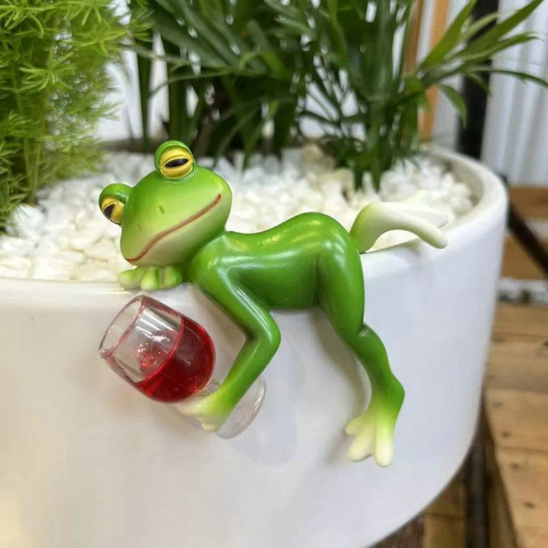 Statuetta Rana con Vino | Decorazione Divertente Stile Aperitivo