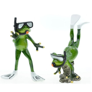 Duo Statuette Rana Sub – Decorazione Originale e Divertente