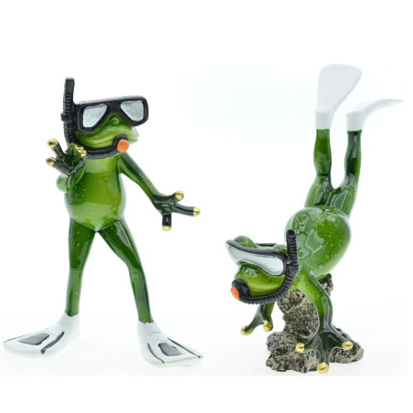Duo Statuette Rana Sub – Decorazione Originale e Divertente