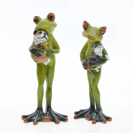 Statuina Rana con Cane & Gatto – Idea Regalo Originale
