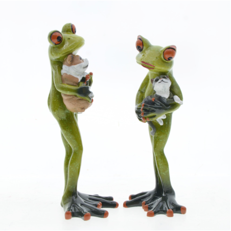 Statuina Rana con Cane & Gatto – Idea Regalo Originale