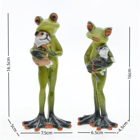 Statuina Rana con Cane & Gatto – Idea Regalo Originale