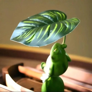 Statua Rana Foglia Tropicale – Decorazione Zen Naturale