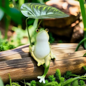 Statua Rana Foglia Tropicale – Decorazione Zen Naturale