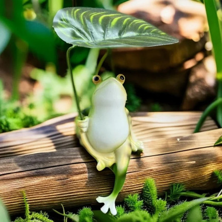 Statua Rana Foglia Tropicale – Decorazione Zen Naturale