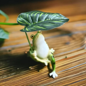 Statua Rana Foglia Tropicale – Decorazione Zen Naturale