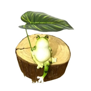 Statua Rana Foglia Tropicale – Decorazione Zen Naturale