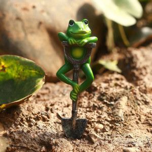 Statuetta Rana con Pala – Decorazione Giardino Divertente