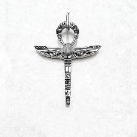 Ciondolo Ankh Scarabeo – Argento 925 | Talismano Egizio