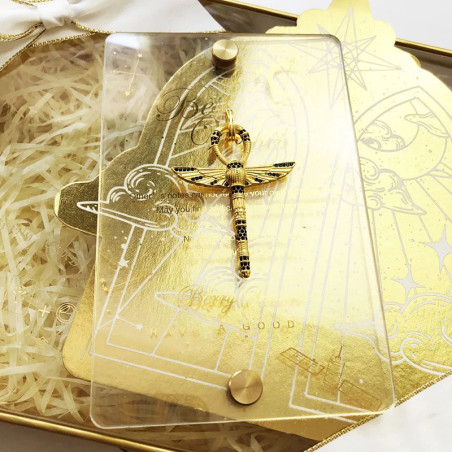 Ciondolo Ankh Scarabeo Oro – Argento 925 Dorato & Pietre Nere