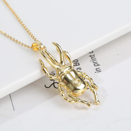 Collana Scarabeo Portafortuna con Cuore | Oro, Argento, Rosa