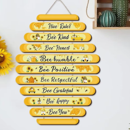 Decorazione da Parete Ape "Regole dell'Alveare" | Pannello in Legno
