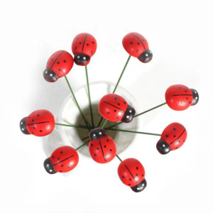 Picchetti Coccinella Giardino - Set 10 Decorazioni Legno Metallo
