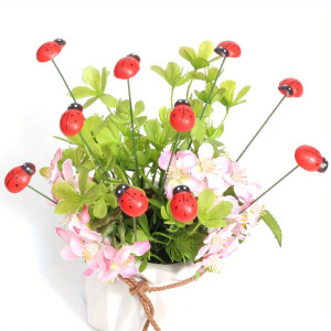 Picchetti Coccinella Giardino - Set 10 Decorazioni Legno Metallo