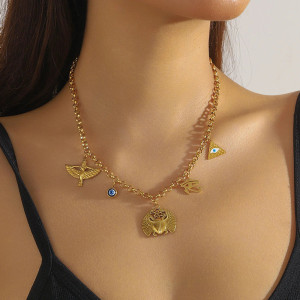 Collana Scarabeo Egizio: Talismano con Occhio di Horus & Iside