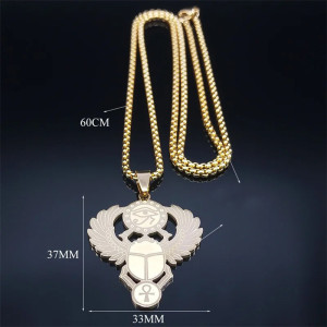 Collana Scarabeo Ankh | Ciondolo Egizio in Acciaio Inox