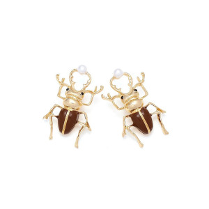 Orecchini Scarabeo Perla Antica – Gioielli Insetti Fantasia Chic