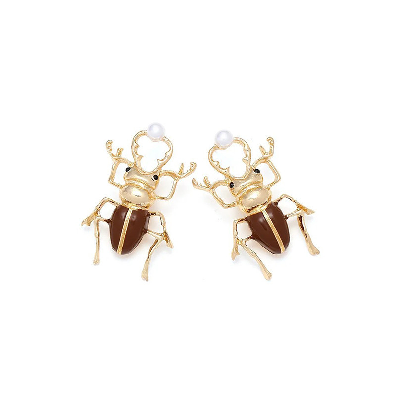 Orecchini Scarabeo Perla Antica – Gioielli Insetti Fantasia Chic