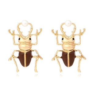 Orecchini Scarabeo Perla Antica – Gioielli Insetti Fantasia Chic