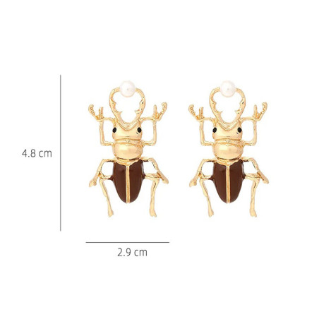 Orecchini Scarabeo Perla Antica – Gioielli Insetti Fantasia Chic