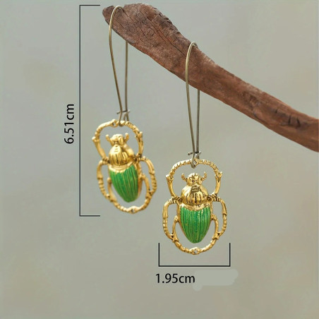 Orecchini Scarabeo Smeraldo Incantato – Gioiello Verde & Oro