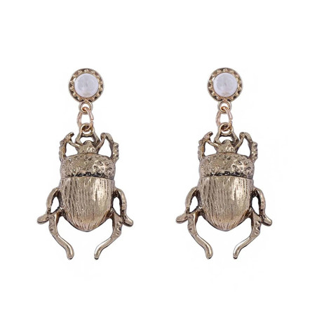 Orecchini Scarabeo Dorato e Perla – Stile Vintage & Chic