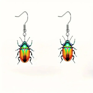 Orecchini Scarabeo Arcobaleno: Gioiello Unico Stile Tropicale
