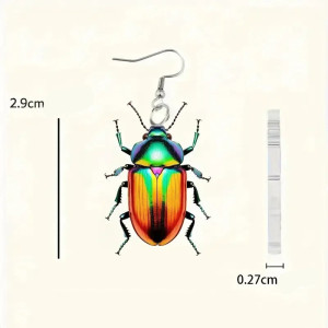 Orecchini Scarabeo Arcobaleno: Gioiello Unico Stile Tropicale