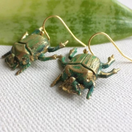 Orecchini Scarabeo Smeraldo Antico | Gioiello Mistico Donna