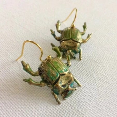 Orecchini Scarabeo Smeraldo Antico | Gioiello Mistico Donna