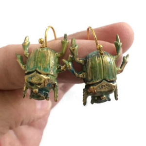 Orecchini Scarabeo Smeraldo Antico | Gioiello Mistico Donna
