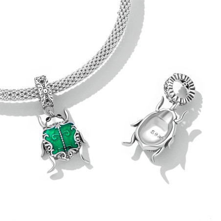 Charm Scarabeo Smeraldo Argento 925 – Talismano Raffinato