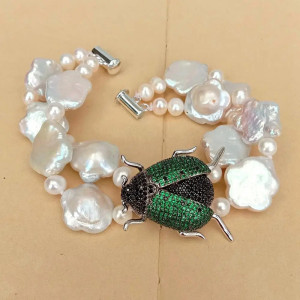 Bracciale Scarabeo Madreperla – Lusso Mistico & Natura