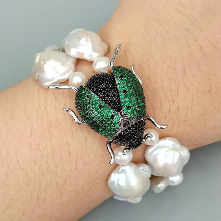 Bracciale Scarabeo Madreperla – Lusso Mistico & Natura