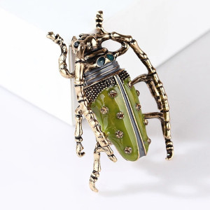 Spilla Scarabeo Pistacchio – Gioiello Insetto Verde Oro Vintage