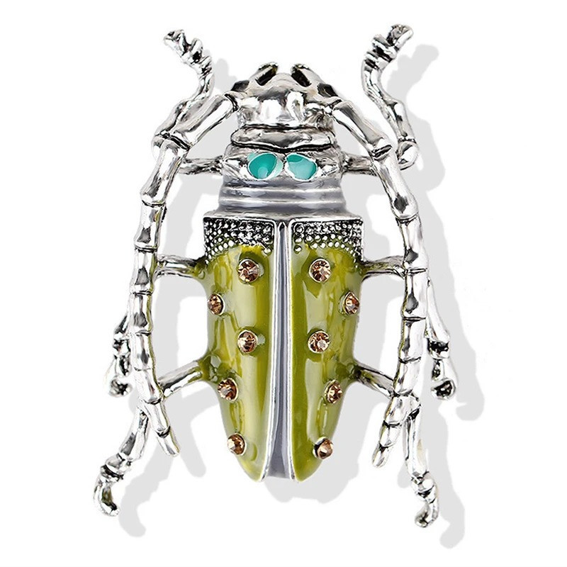 Spilla Scarabeo Pistacchio – Gioiello Insetto Verde Oro Vintage