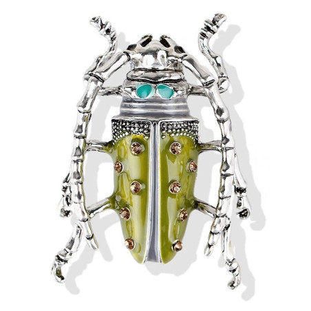 Spilla Scarabeo Pistacchio – Gioiello Insetto Verde Oro Vintage