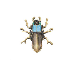 Spilla Scarabeo Faraone – Gioiello Egizio Dorato & Turchese