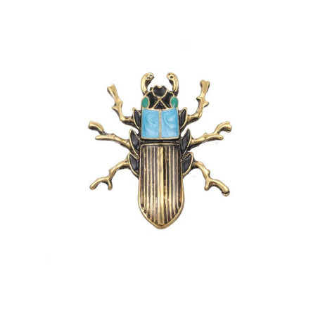 Spilla Scarabeo Faraone – Gioiello Egizio Dorato & Turchese