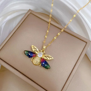 Collana Ape Ali d'Aurora - Dorata & Multicolore - Gioiello Unico!